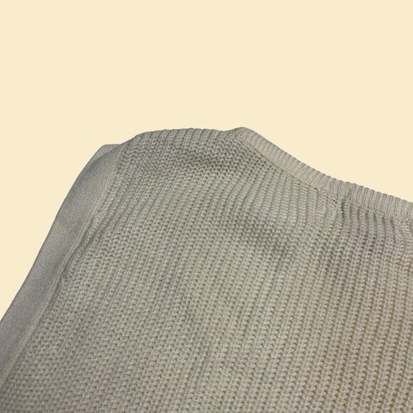 1980s knit poncho vest by Danielle of California, size L cream sweater vest - Picture 7 of 8